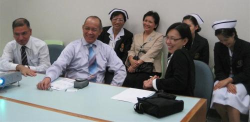 Light moment with nurses at Siriraj Hospital